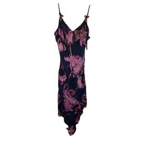 Andretta Donatello Dress Black Silk Beaded Sequin Asymmetrical Fairy Vintage M